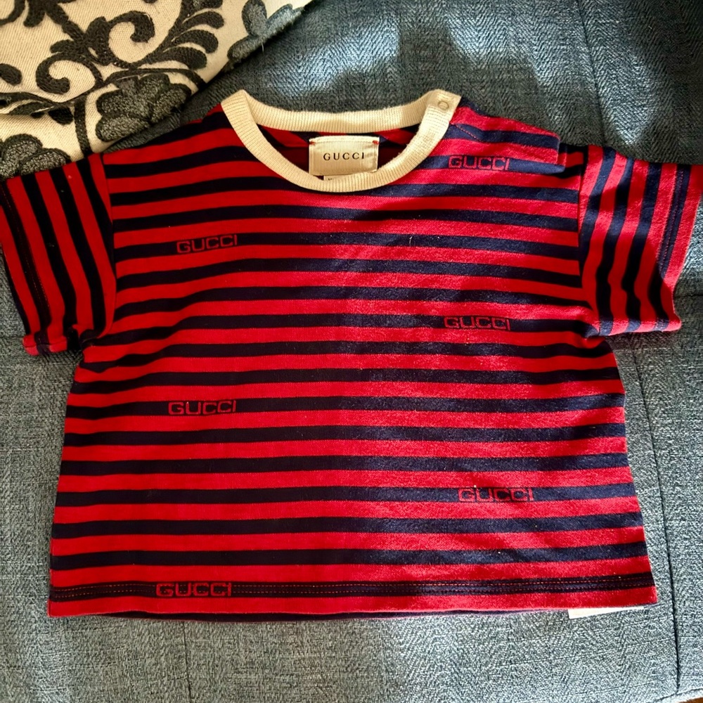 Striped Gucci shirt(Baby Boy) Size 3/6 months